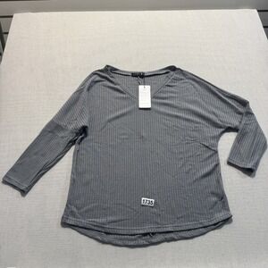 ZJCT Waffle Knit V-Neck Top Womens Size Medium Grey New With Tags